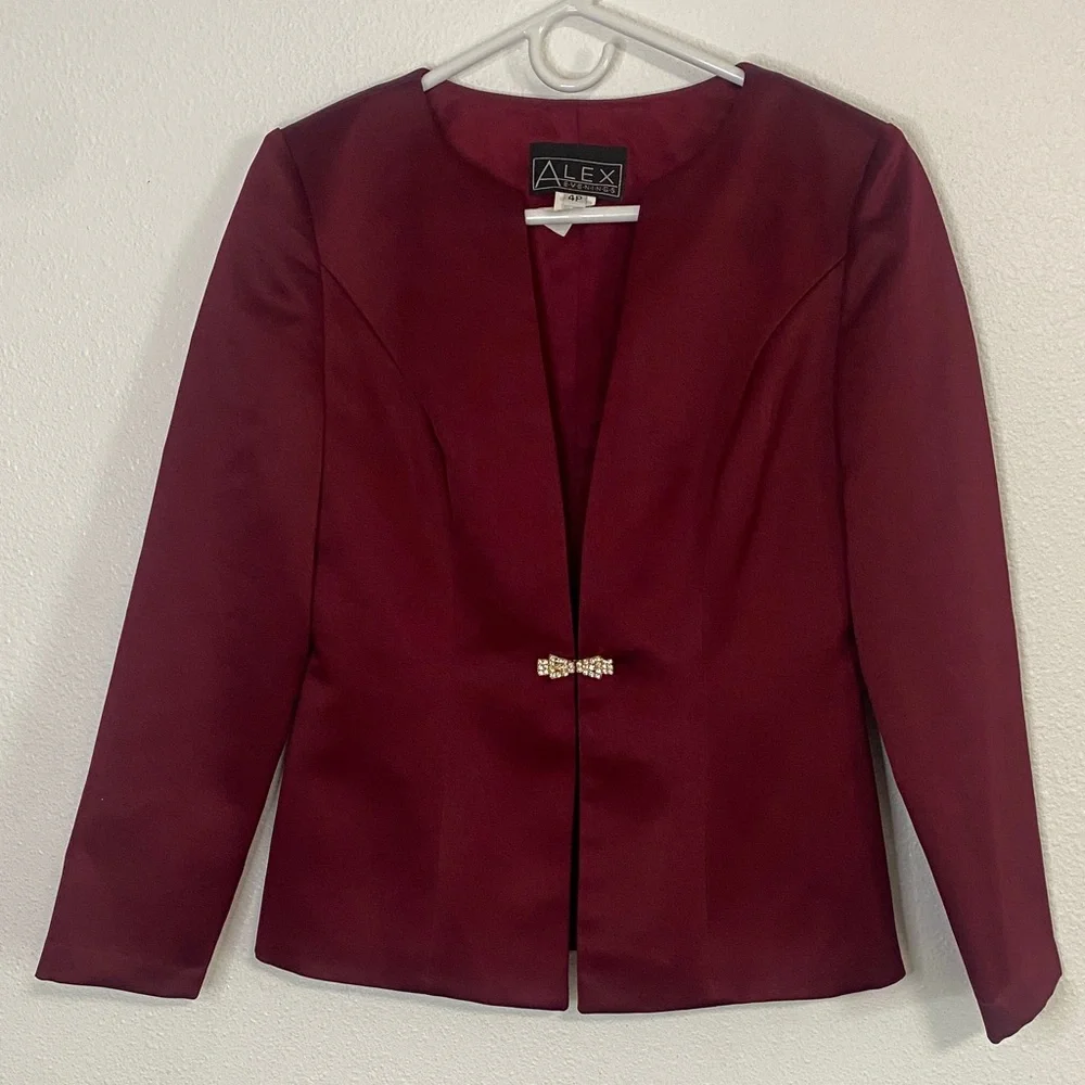 Alex Evenings Women's Deep Red Blazer Size 4 - Picture 1 of 12